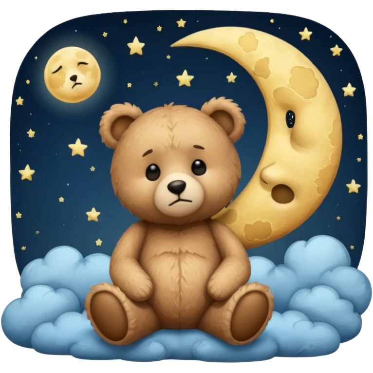 Sad Teddy bear looking at moon emoji