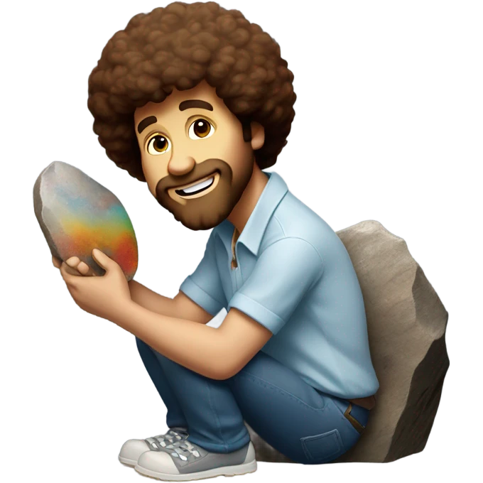 Bob Ross kissing the rock emoji