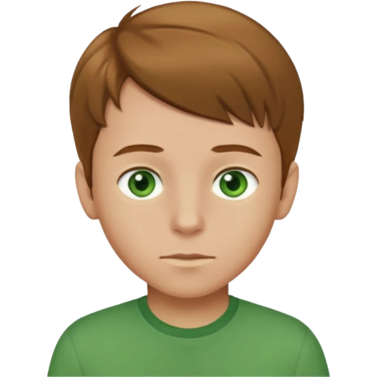 boy with light brown hair and green eyes with green shirt emoji