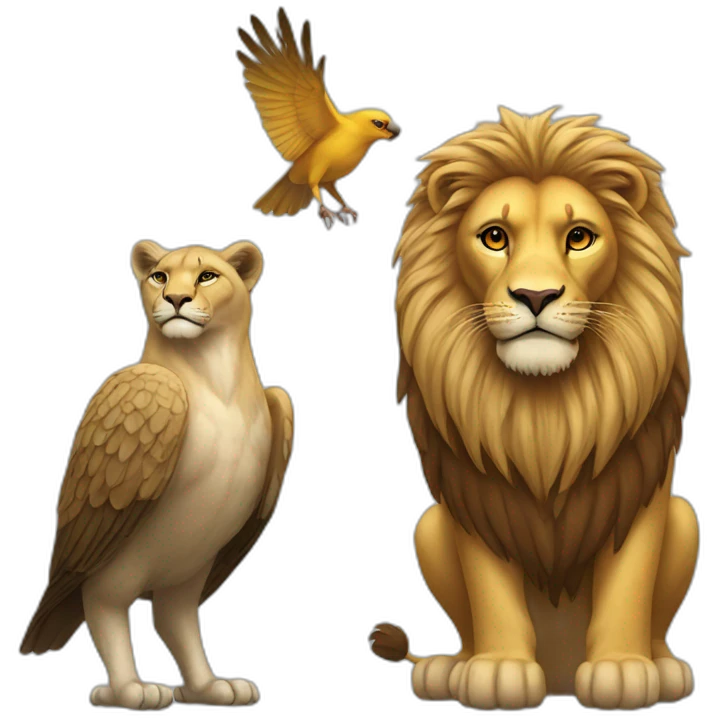 Bird and lion emoji