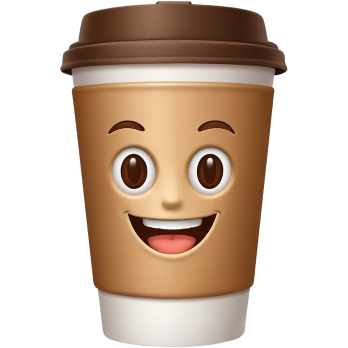 one coffe take away cup with coffee and a smiling mouth  emoji