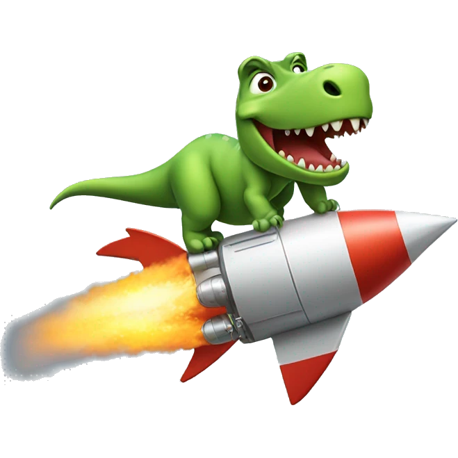 dinosaur on a rocket ship emoji