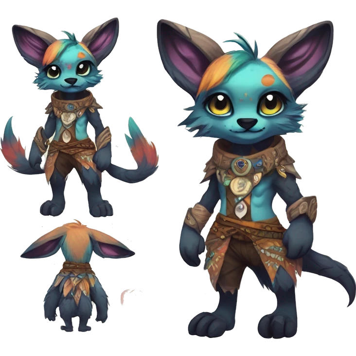 cute Kawaii edgy fantasy animal fursona Fionbri creature by griffsnuff & LiLaiRa & Falvie with exotic colors full body emoji