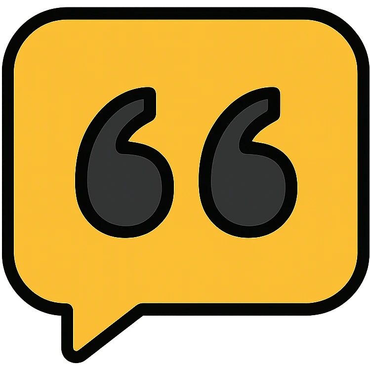 quotes icon in gold and black, outlined style emoji