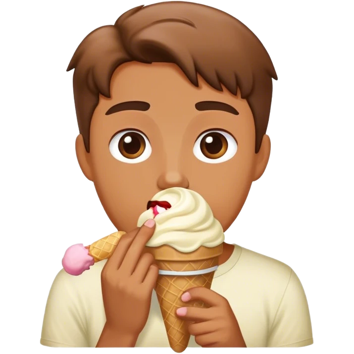 Apple eating an ice cream emoji