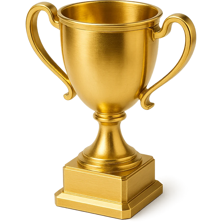 a gold trophy, classic shape emoji
