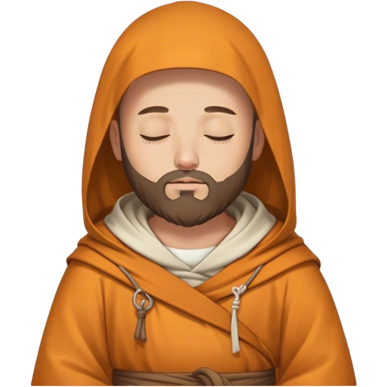 A monk with a beard wearing a hood and a tunic sleeping with the eyes closed emoji