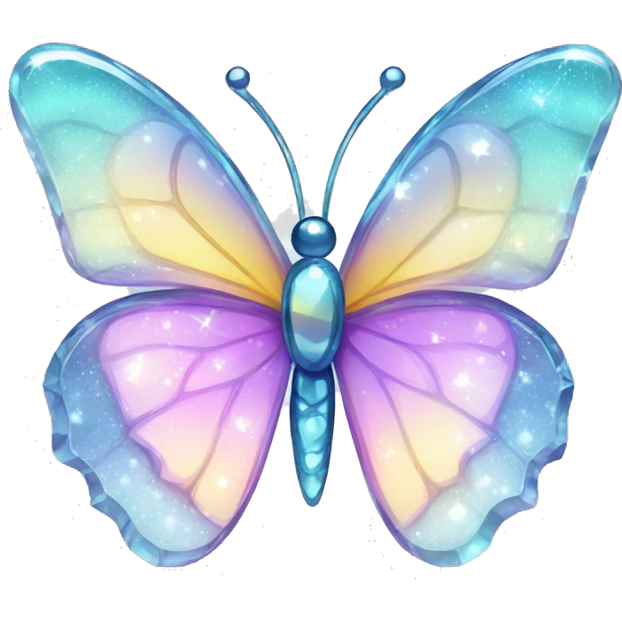 Shiny sparkly glass crystal butterfly emoji