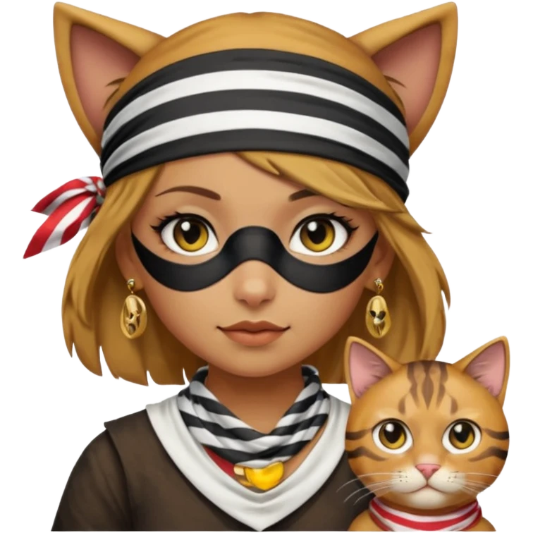 pirate girl with cat face emoji