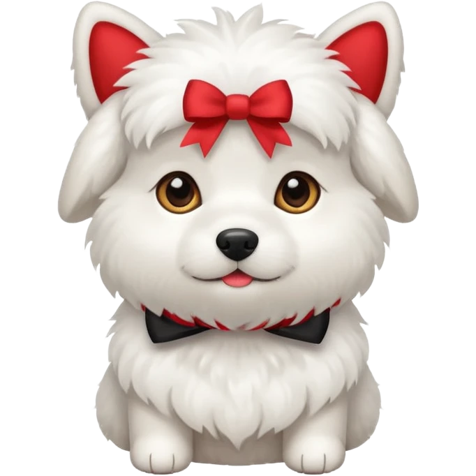 cute white dog with a bow emoji