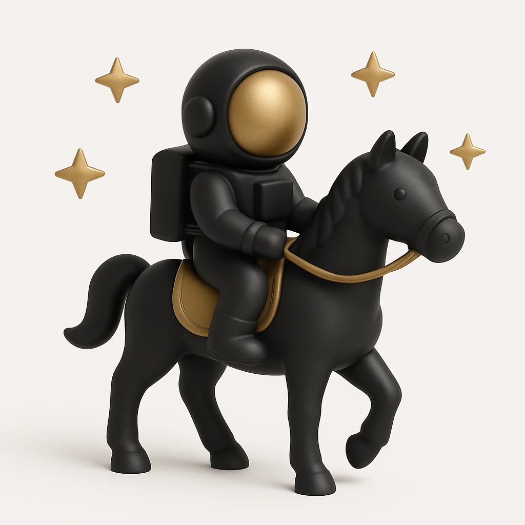 astronaut on horseback with stars in background emoji