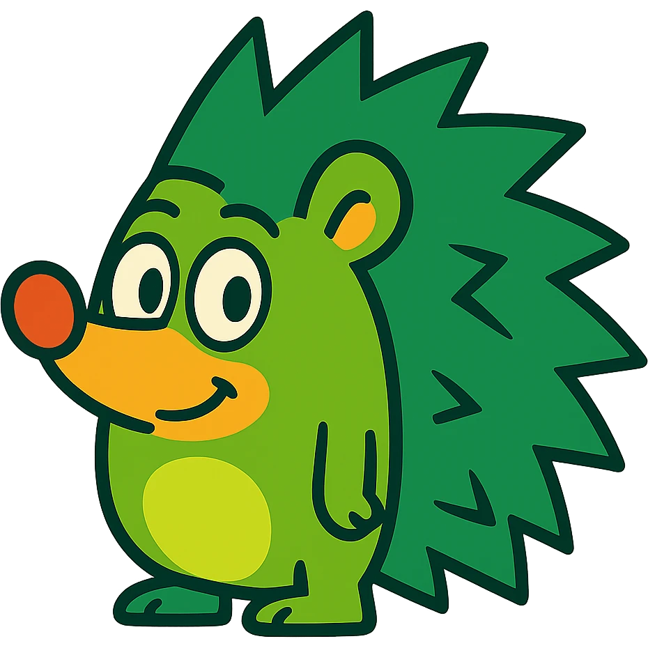 green hedgehog, cartoonish, bright colors emoji