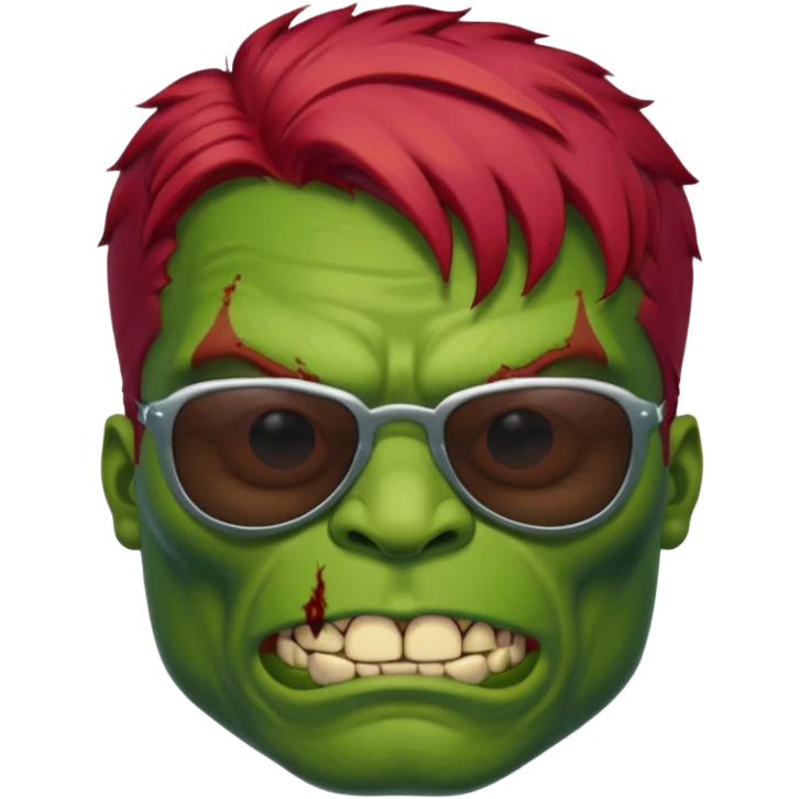 Zombie hulk with red hair and sun glasses emoji