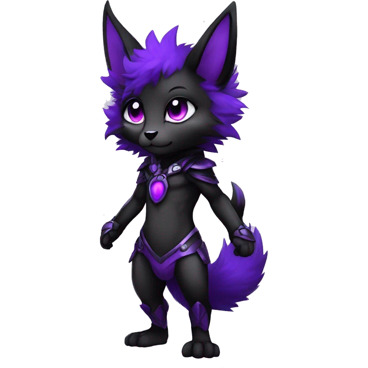 Anthro-Edgy-Cool-Black-Purple-Contrast-Colors-Fantasy-Fur-Sona-Chibi-Shiny-Fakémon-Hybrid full body emoji