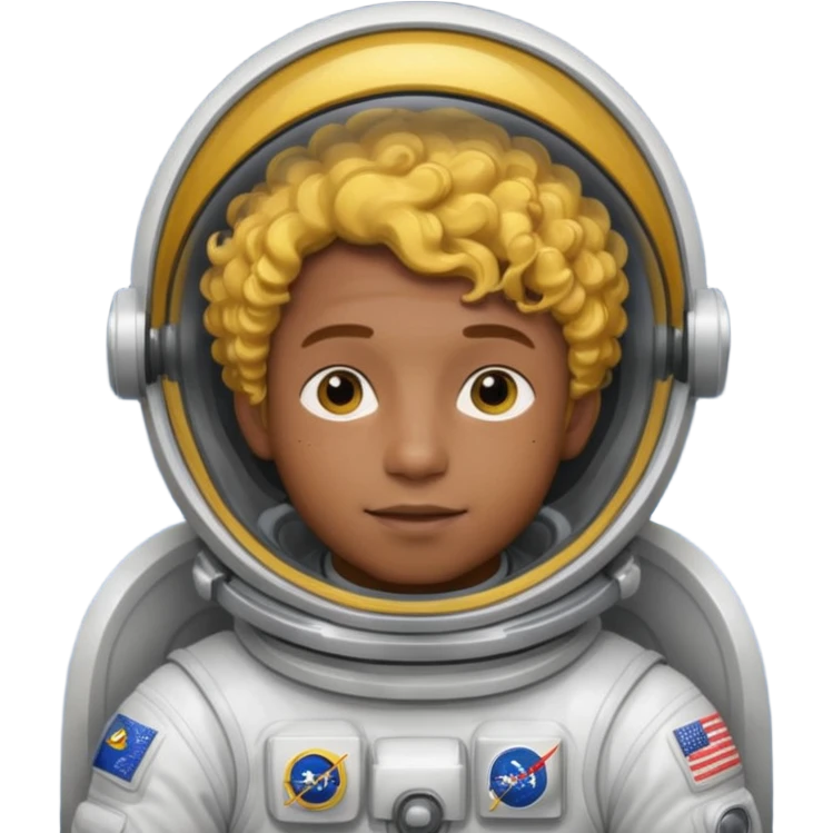 Astronauts, Young, male, dark skin, yellow curly hair emoji