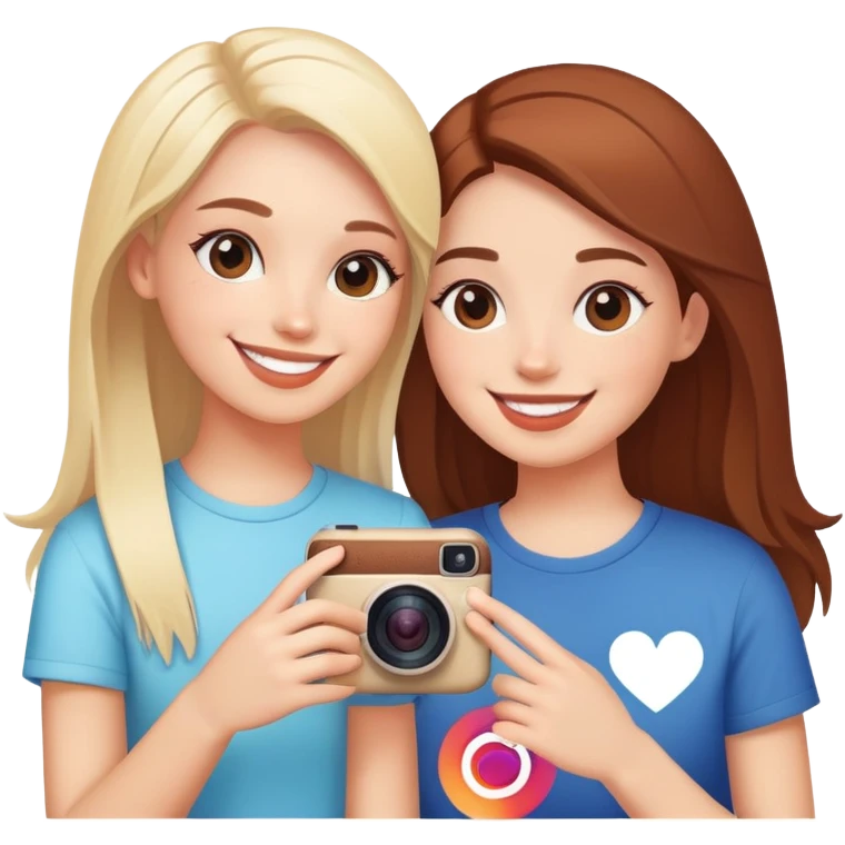 Best friends forever with Instagram logo, hashtag BFF, social media icons emoji