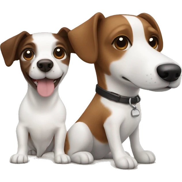 A brown and white jack Russel dog with a white cavaton dog emoji