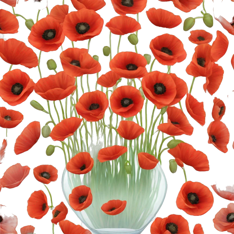 10000000 Poppies in a clear glass vase emoji