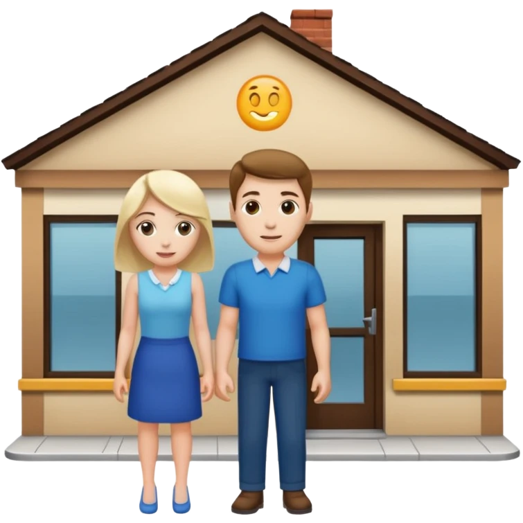 2 grown characters + shop building emoji