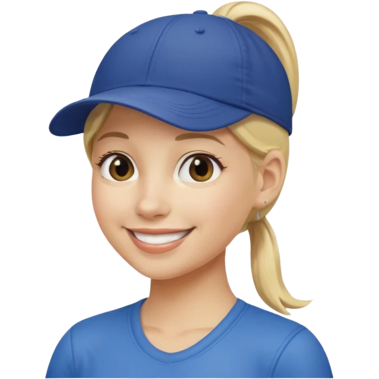blond woman, pony tail, ball cap emoji
