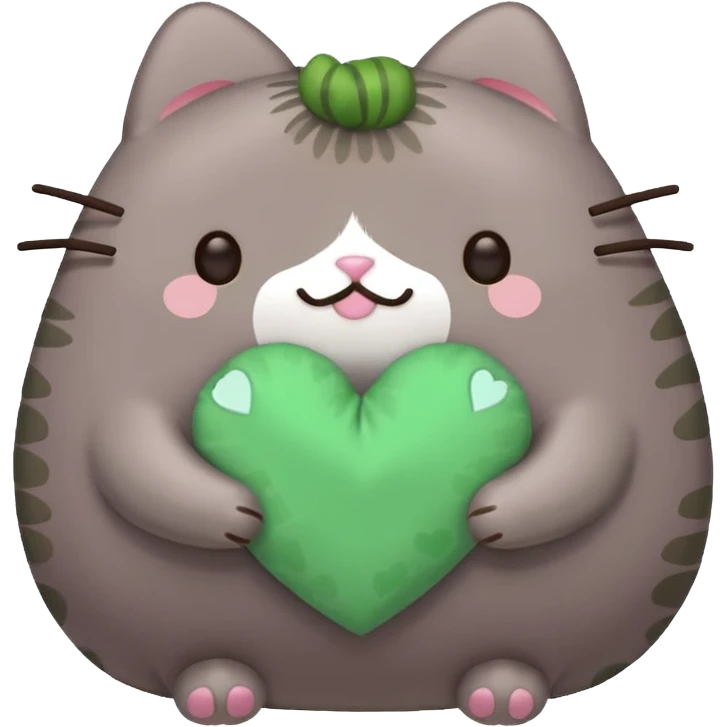 green heart pusheen emoji