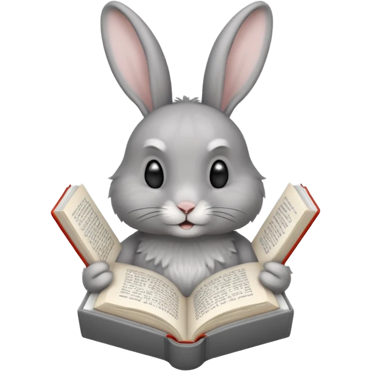 Gray rabbit reading white book emoji