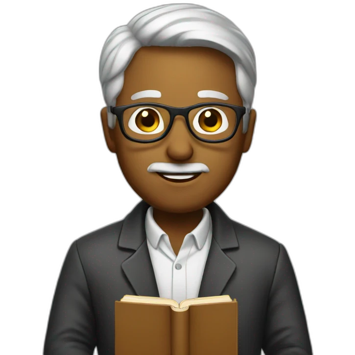 Professor with a book emoji