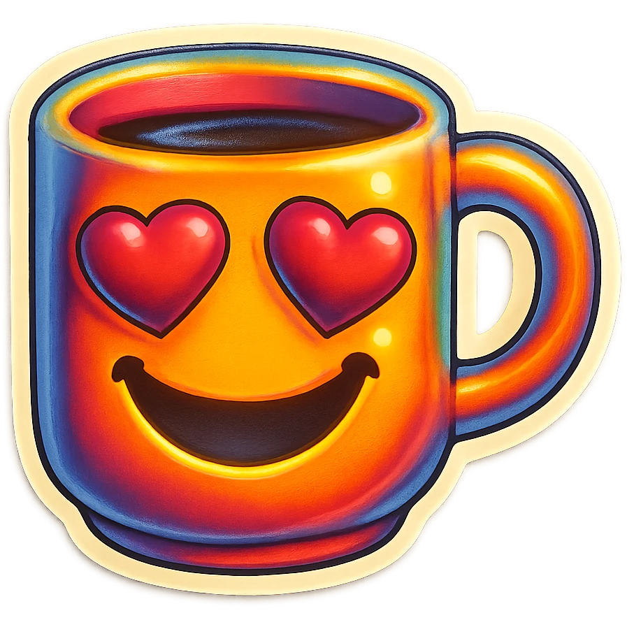cup sticker with heart eyes emoji style emoji