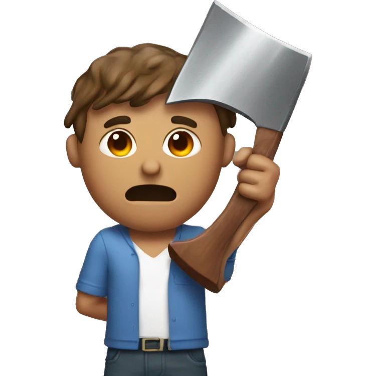 Guy holding axe dripping in red sauce emoji