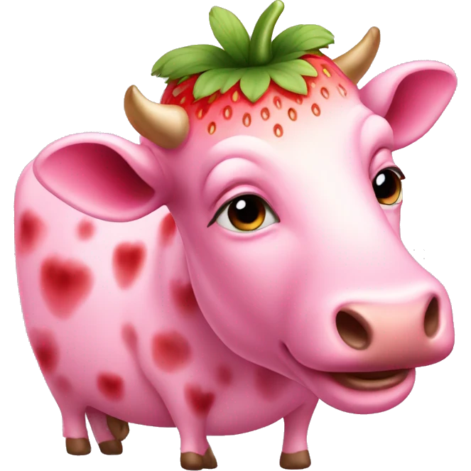 Pink strawberry cow emoji