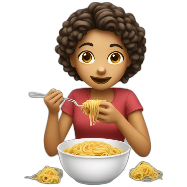 Girl eats spagheti emoji
