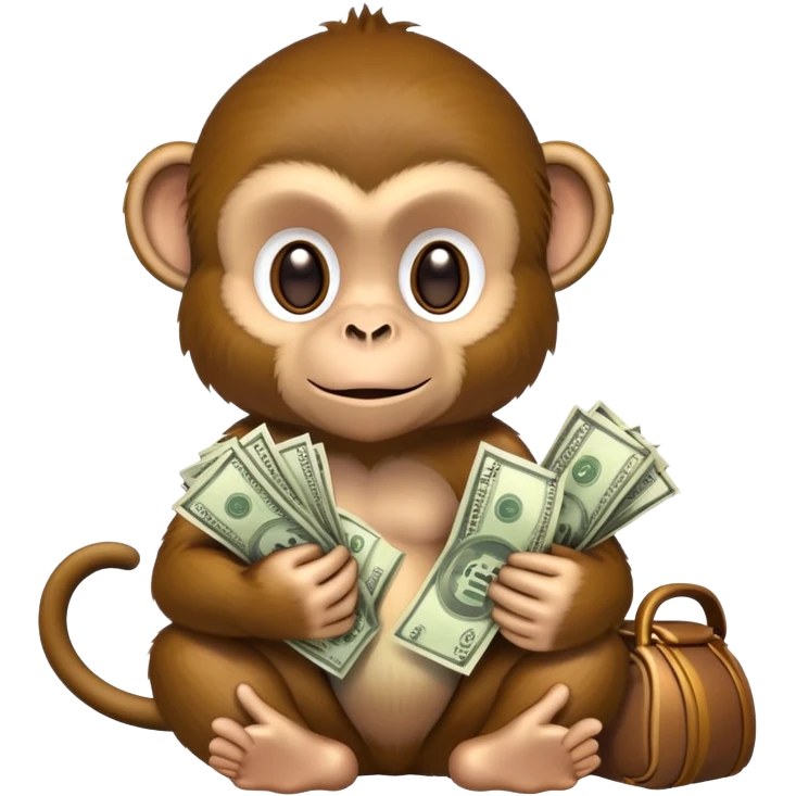 обезьяна трейдер с деньгами emoji