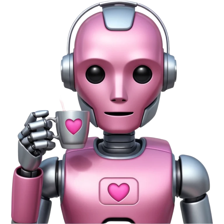 robot drink pink coffee emoji