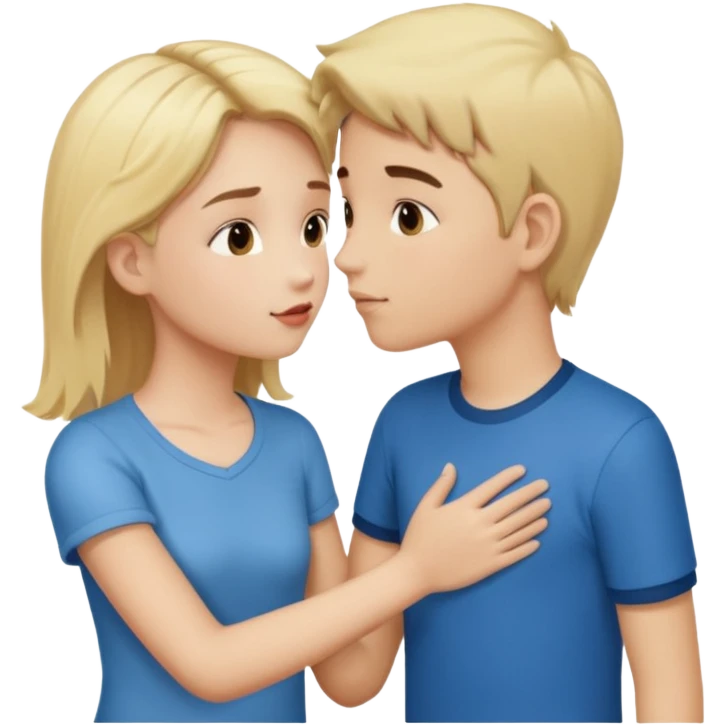 iOS emoji style.
One girl, two boys.
The girl is holding hands with one boy and kissing the other boy at the same time.
Both boys are male, one blond, one brunette.
All characters are human, not female duplicates. emoji