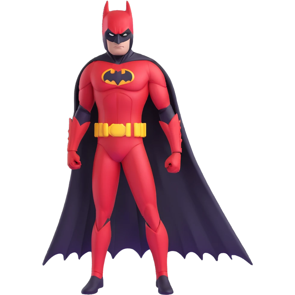 Batman wearing a red suit emoji