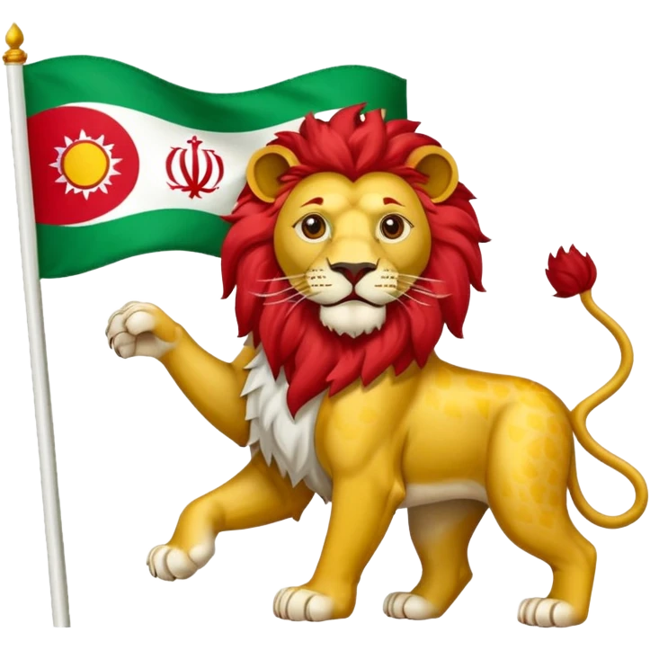 Iranian flag with lion and sun emoji