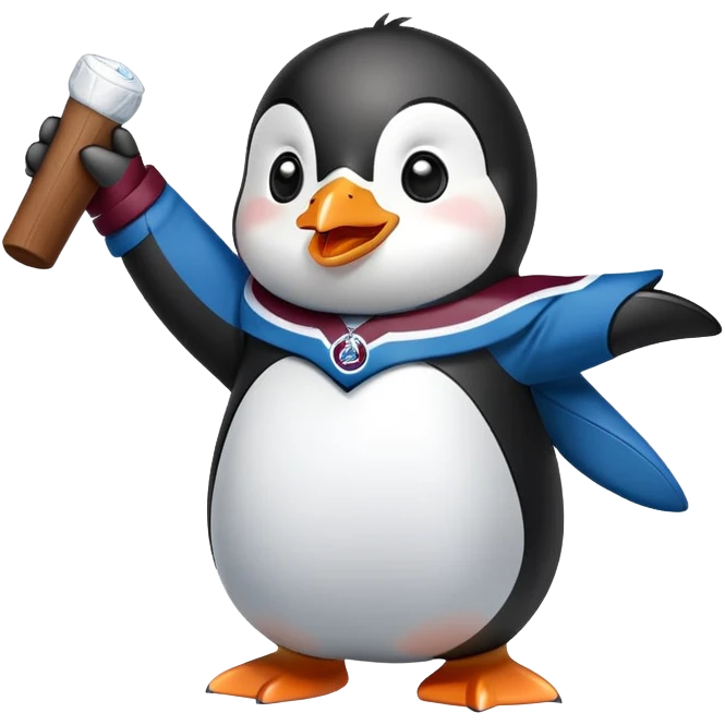 cute penguin rooting for colorado avalanche emoji