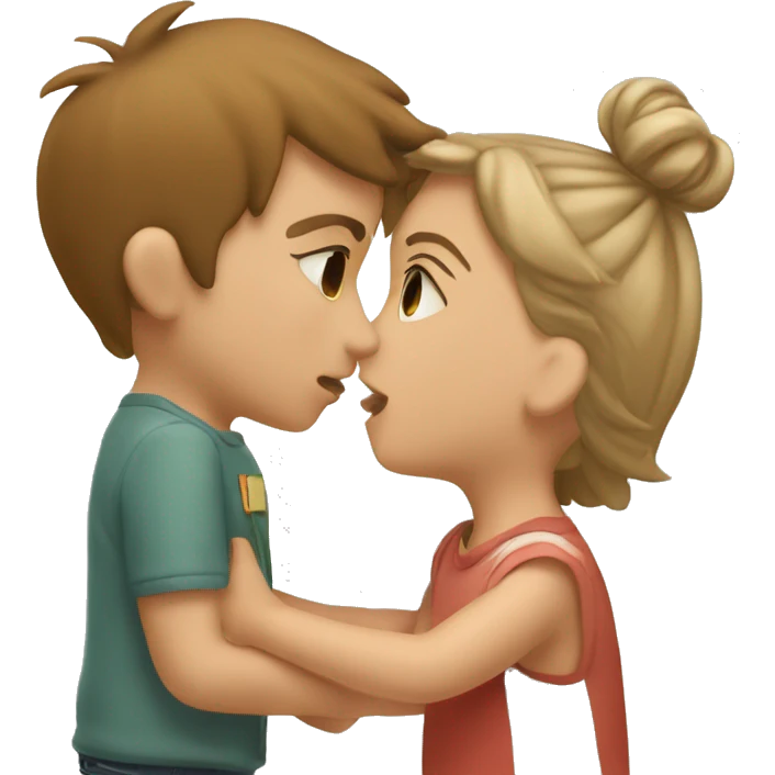 ￼ A girl kisses a boy emoji