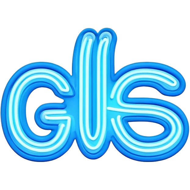 Blue neon sign with the word Giles emoji