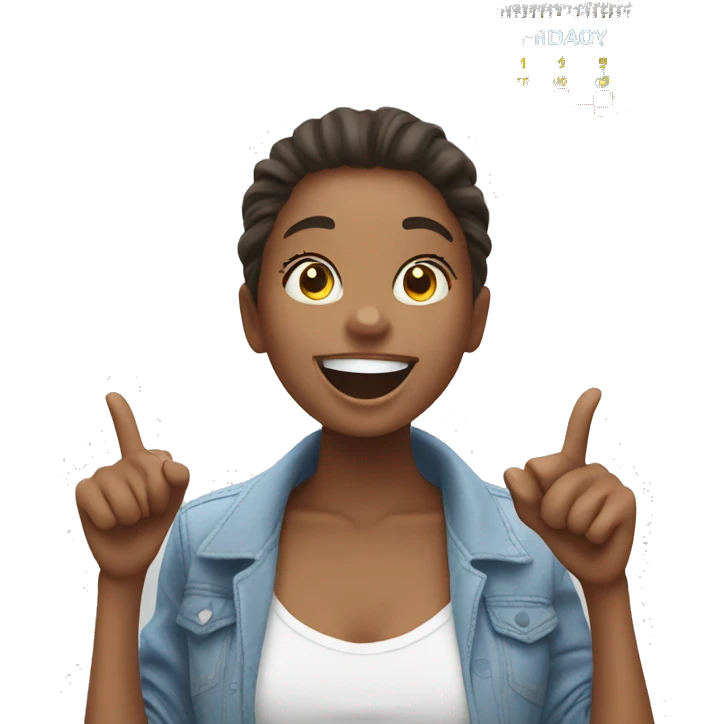 Excited girl with calendar showing friday emoji