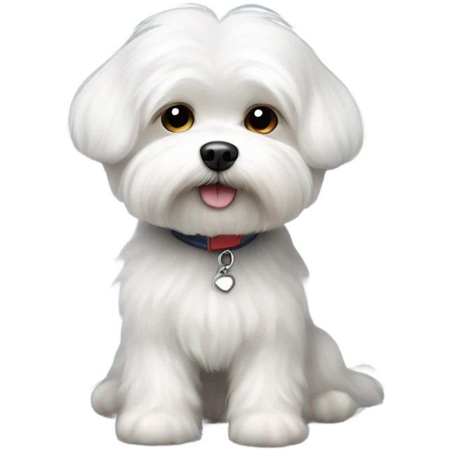 little white fluffy straight hair short haired maltese boy dog very cut and very fluffy emoji