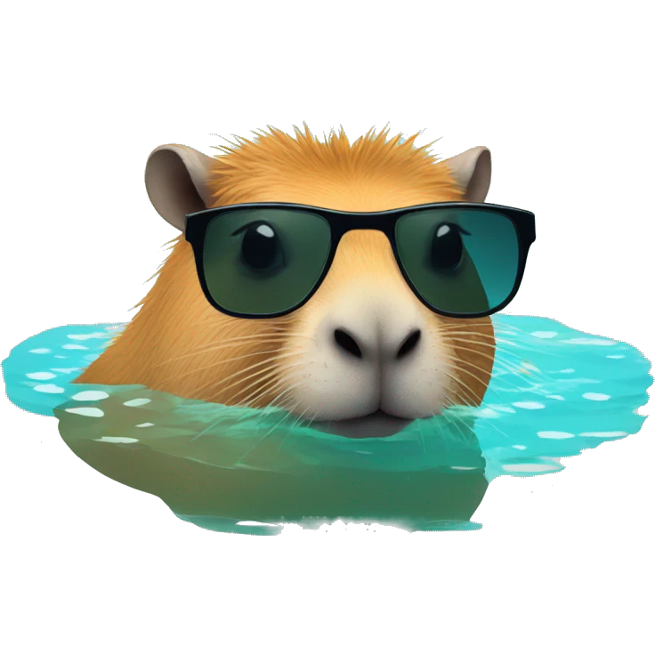 capybara chilling with sunglasses in water emoji