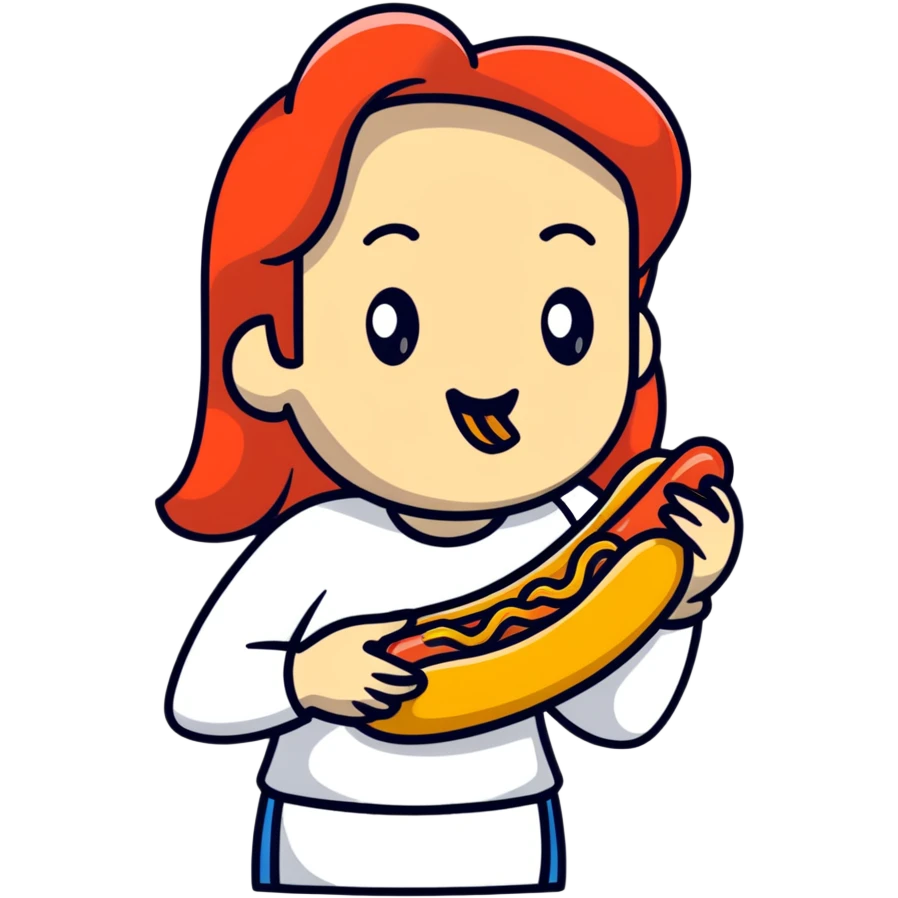 Woman with hotdog in mouth emoji
