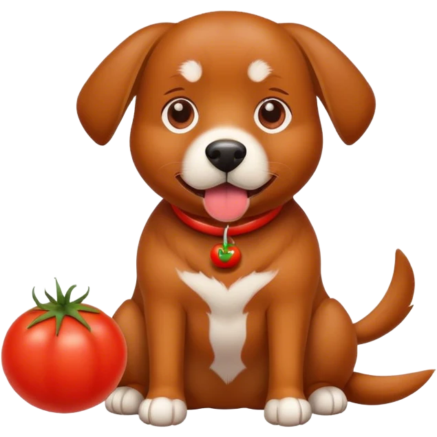 cane con un pomodoro emoji