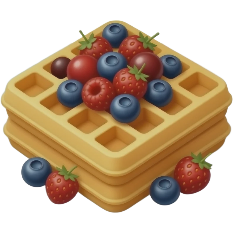 square waffles with berries on plate emoji