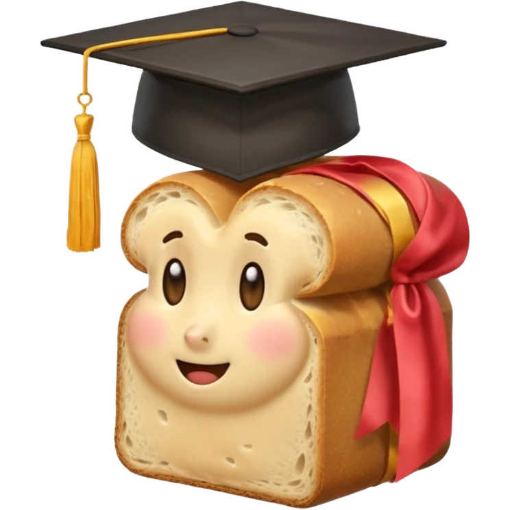 a loaf of bread wearing a graduation cap emoji