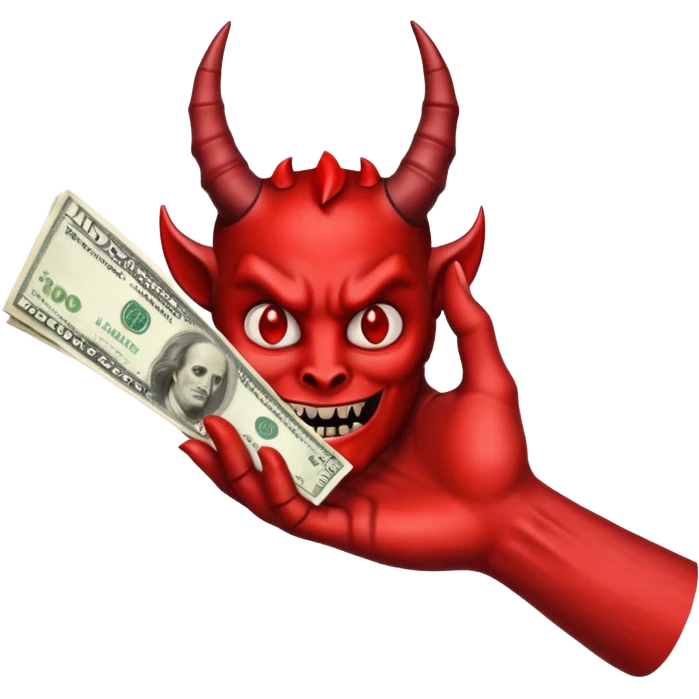Devil hand with money emoji