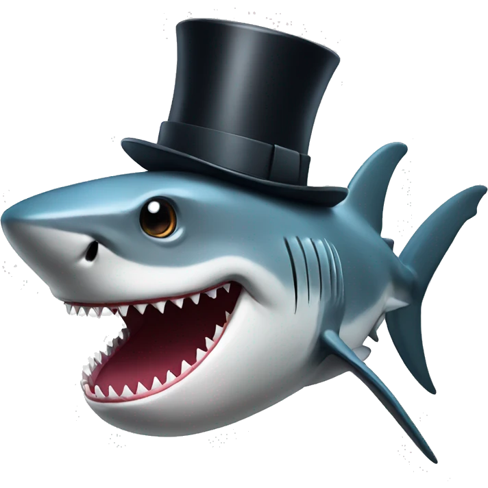 Shark with a top hat emoji