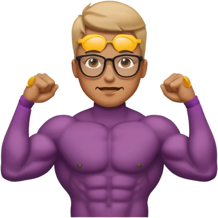 the emoji face with glasses on with their tricep muscles fle emoji