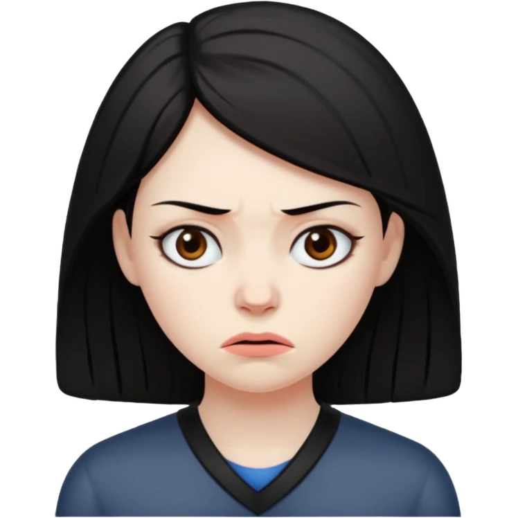 dark haired woman both sad and angry emoji